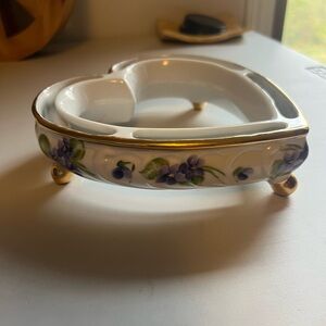 Vintage hand painted heart shaped flower frog